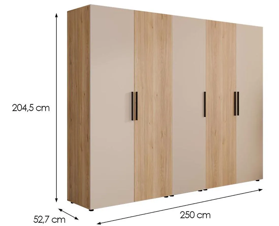 Moduklix 24 ormar 250x52,7x204,5 cm hrast mauvella/pešcano bež