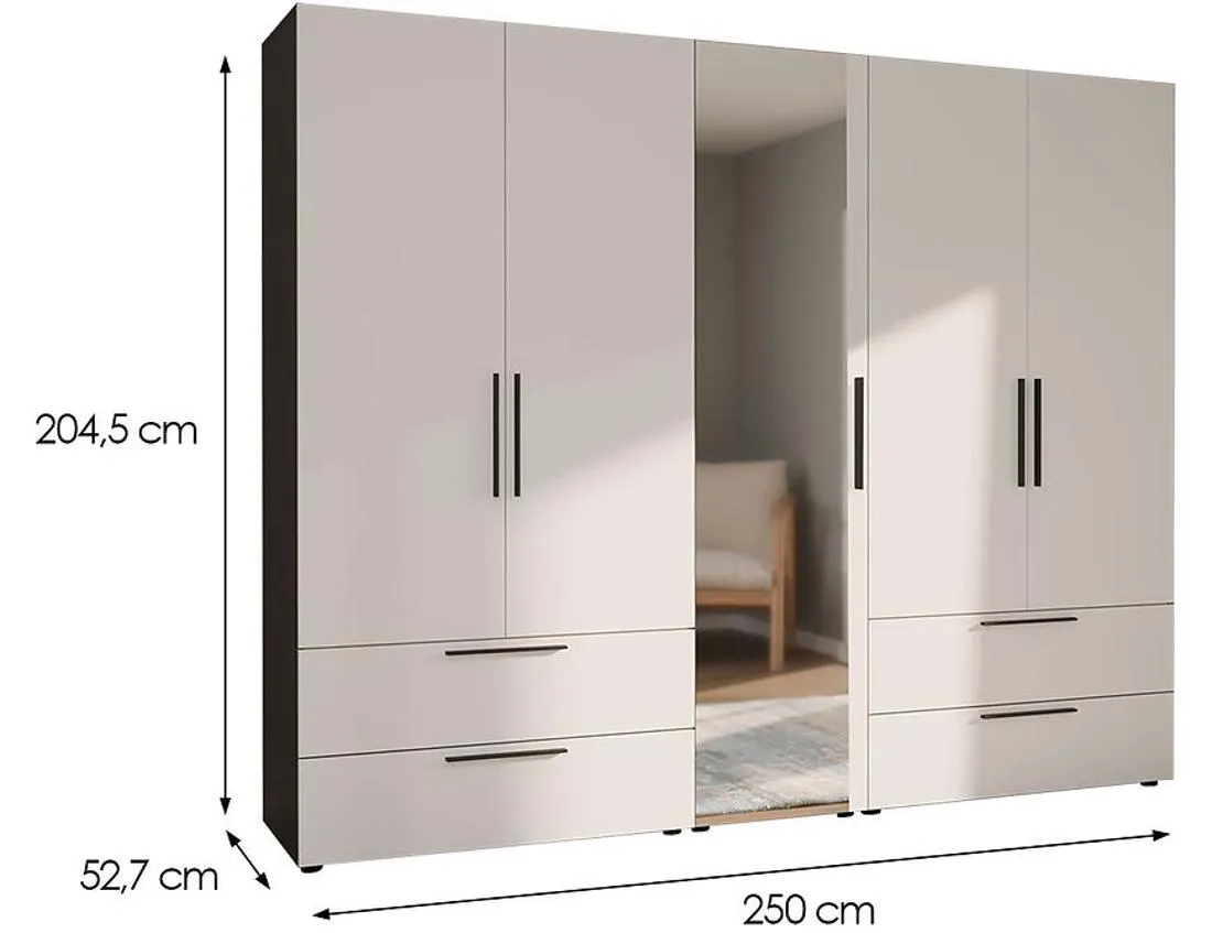 Moduklix 25 ormar 250x52,7x204,5 cm bela/cabezone hrast