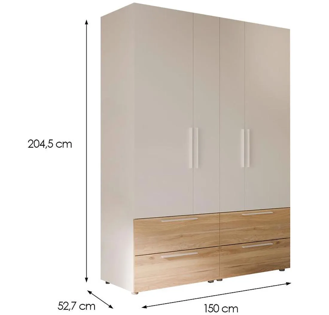 Moduklix 6 ormar 150x52,7x204,5 cm bela/hrast mauvella