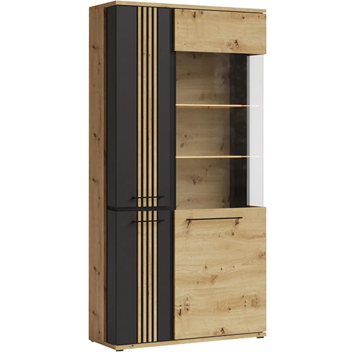 Molto ML2 vitrina 93x37x201 natur (artisan hrast)/crna