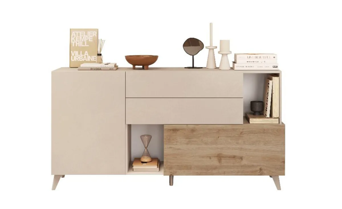 Monaco komoda 1+1 vrata + fioke 181x42x94 cm kašmir/hrast