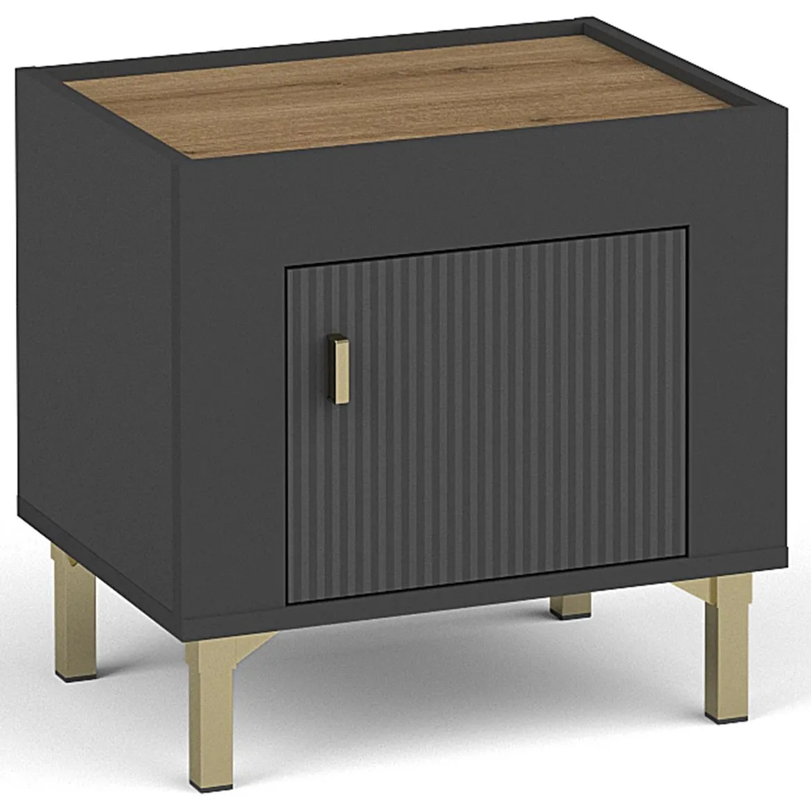 Mossa M11 nocnik, 1vrata 46,6x36x48 crna/hrast