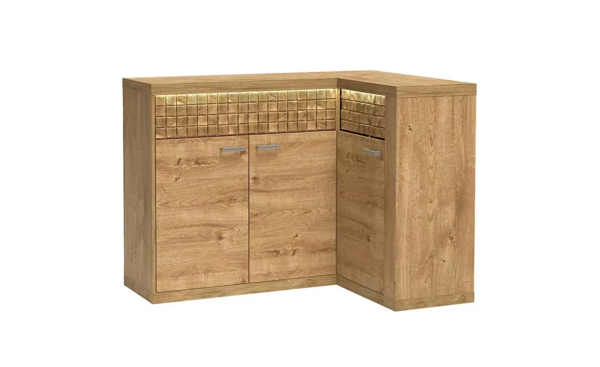 Natural ugaona komoda 132/96x41x99cm