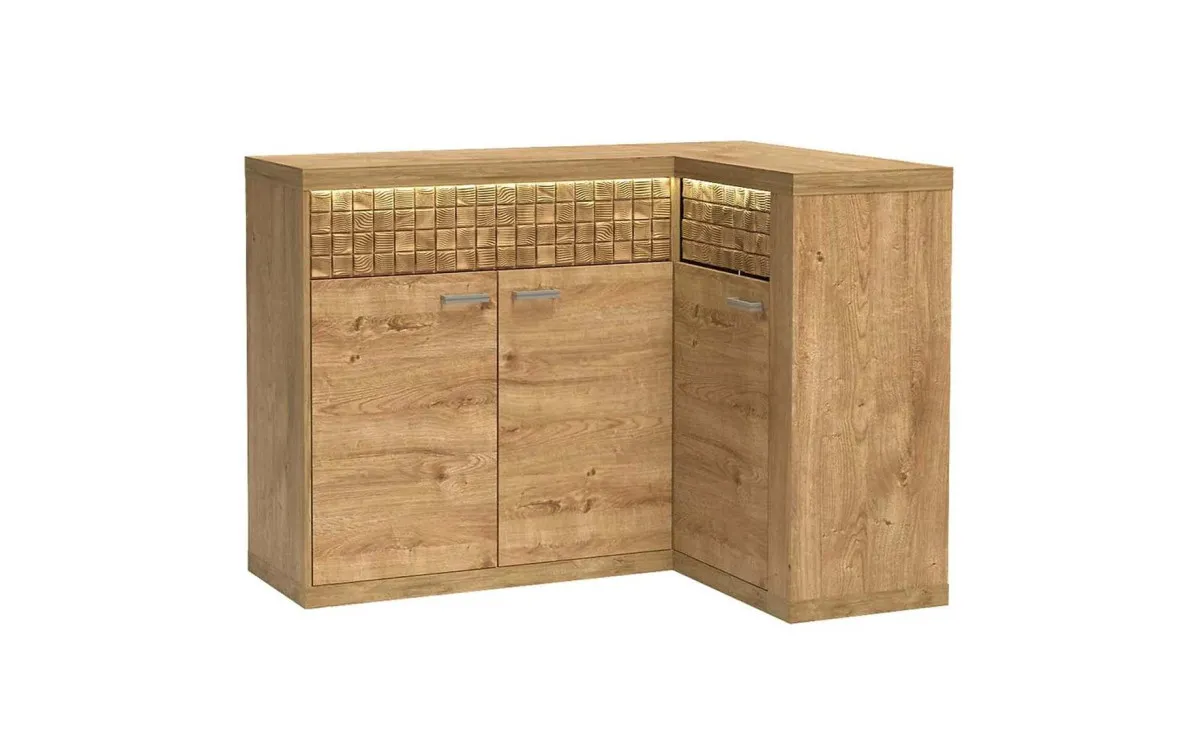 Natural ugaona komoda 132/96x41x99cm