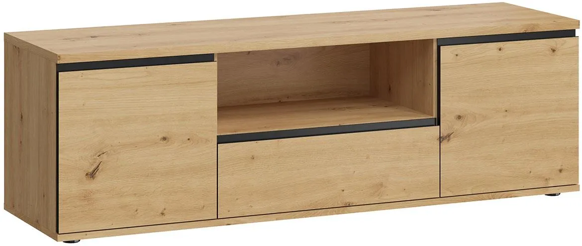 Naxos TV komoda 2 vrata+1 fioka 144x42x46 cm natur (artisan hrast)/crna