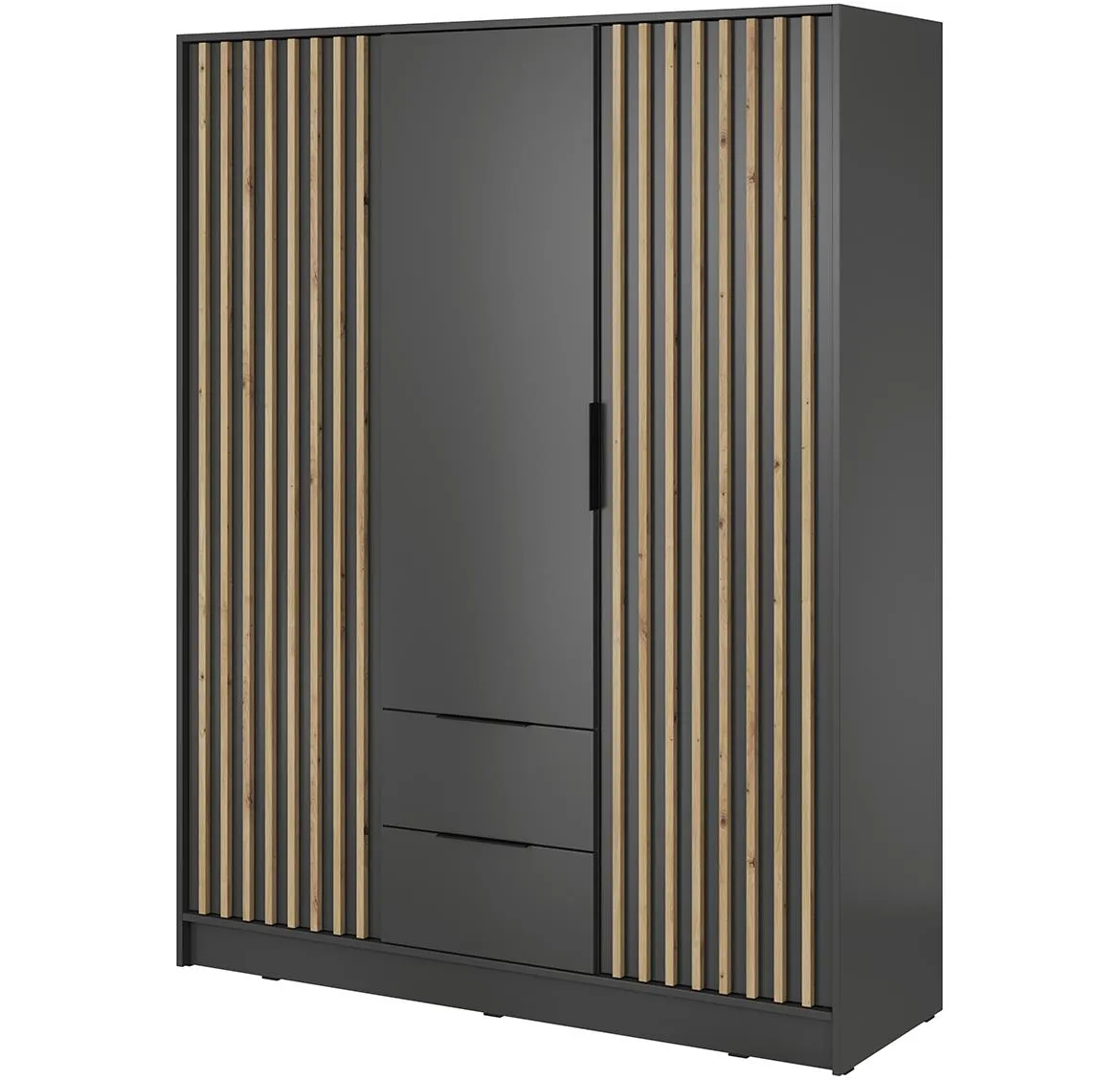 Nelly ormar 2 vrata+2 fioke 155x51x200 tamno siva/natur (artisan hrast)