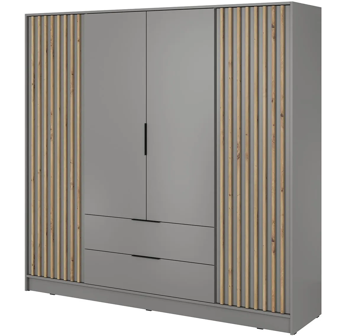 Nelly ormar 4 vrata+2 fioke 206x51x200 svetlo sivi/natur (artisan hrast)