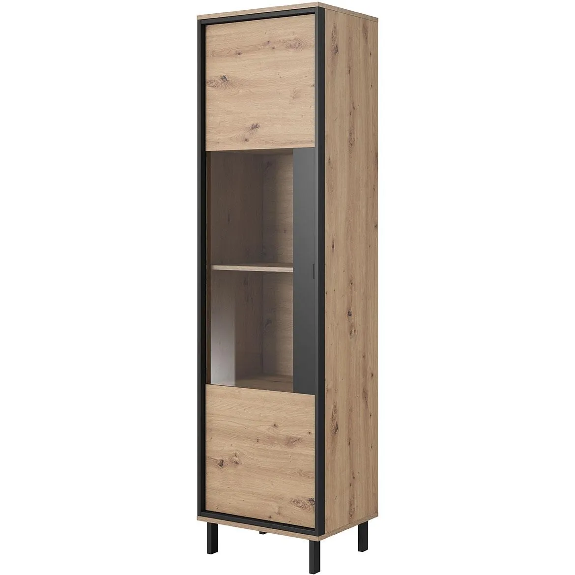 Nest vitrina 1 vrata 52x40x193 natur (artisan hrast)/crna