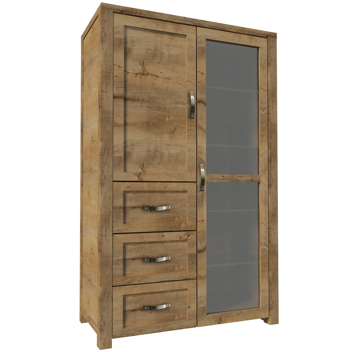 Nevada vitrina 2 vrata+3 fioke 115x44x186 tamni hrast