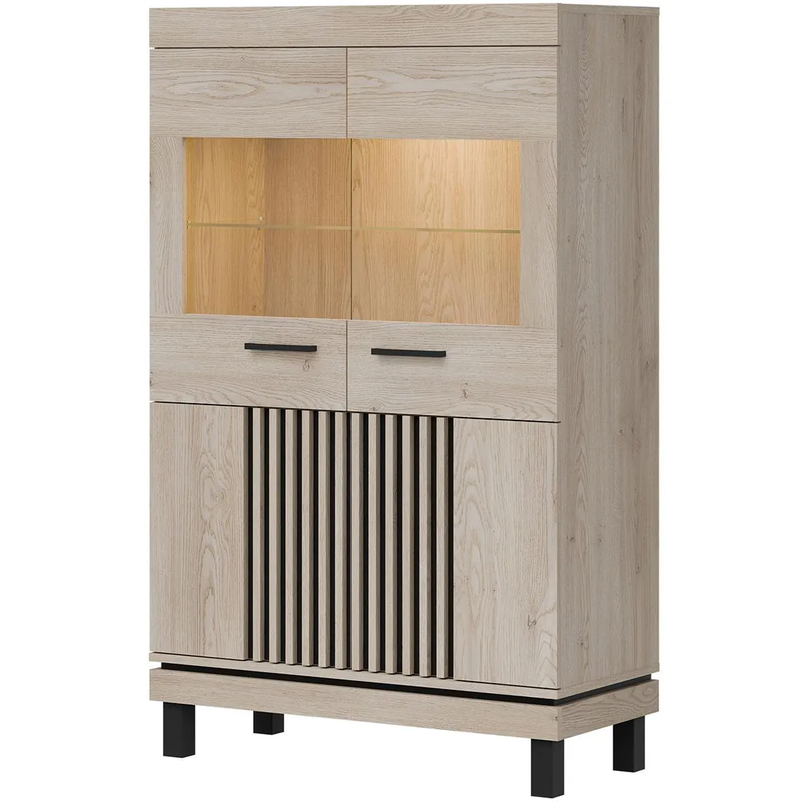 Niska vitrina Mati Mi06 90,5x40x145 bež hrast/crna