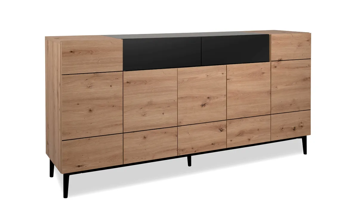 Nola komoda 5 vrata+2 fioke 180x40x90cm natur/crna