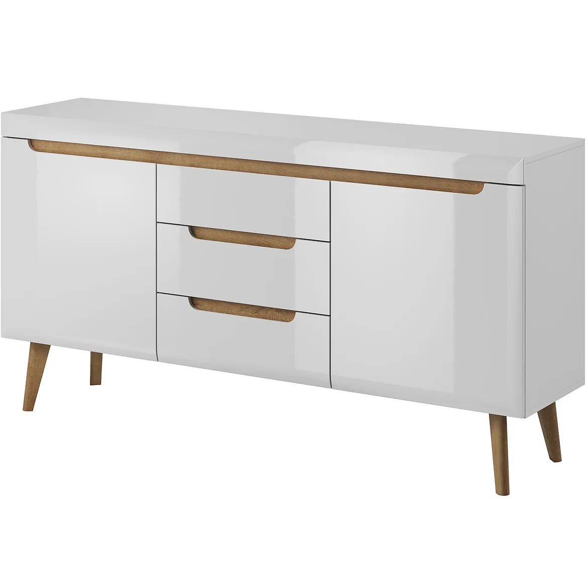 Nordi komoda 2 vrata+3 fioke 160x40x83 bela/natur
