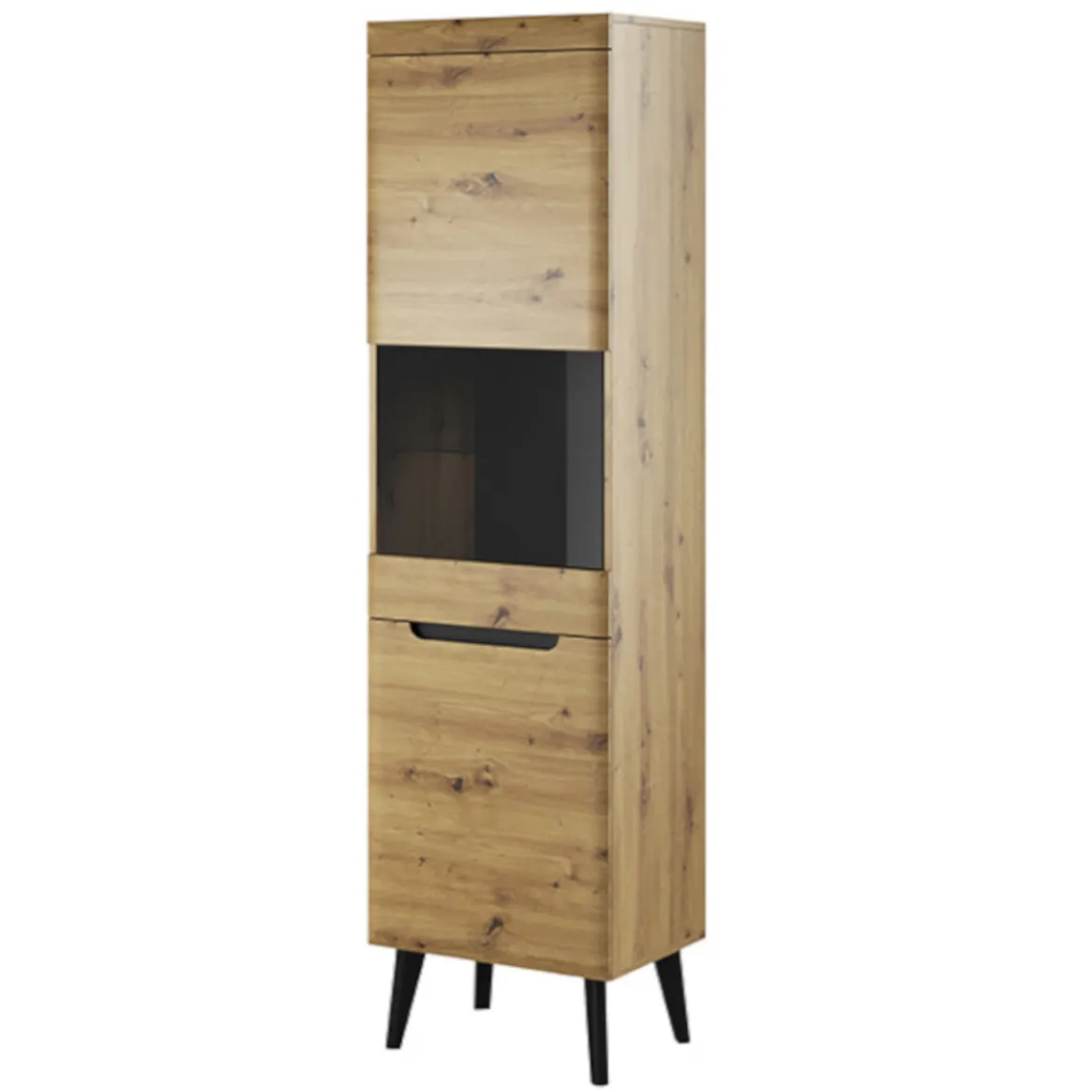 Nordi vitrina 2 vrata 53x34x197 cm natur/crna