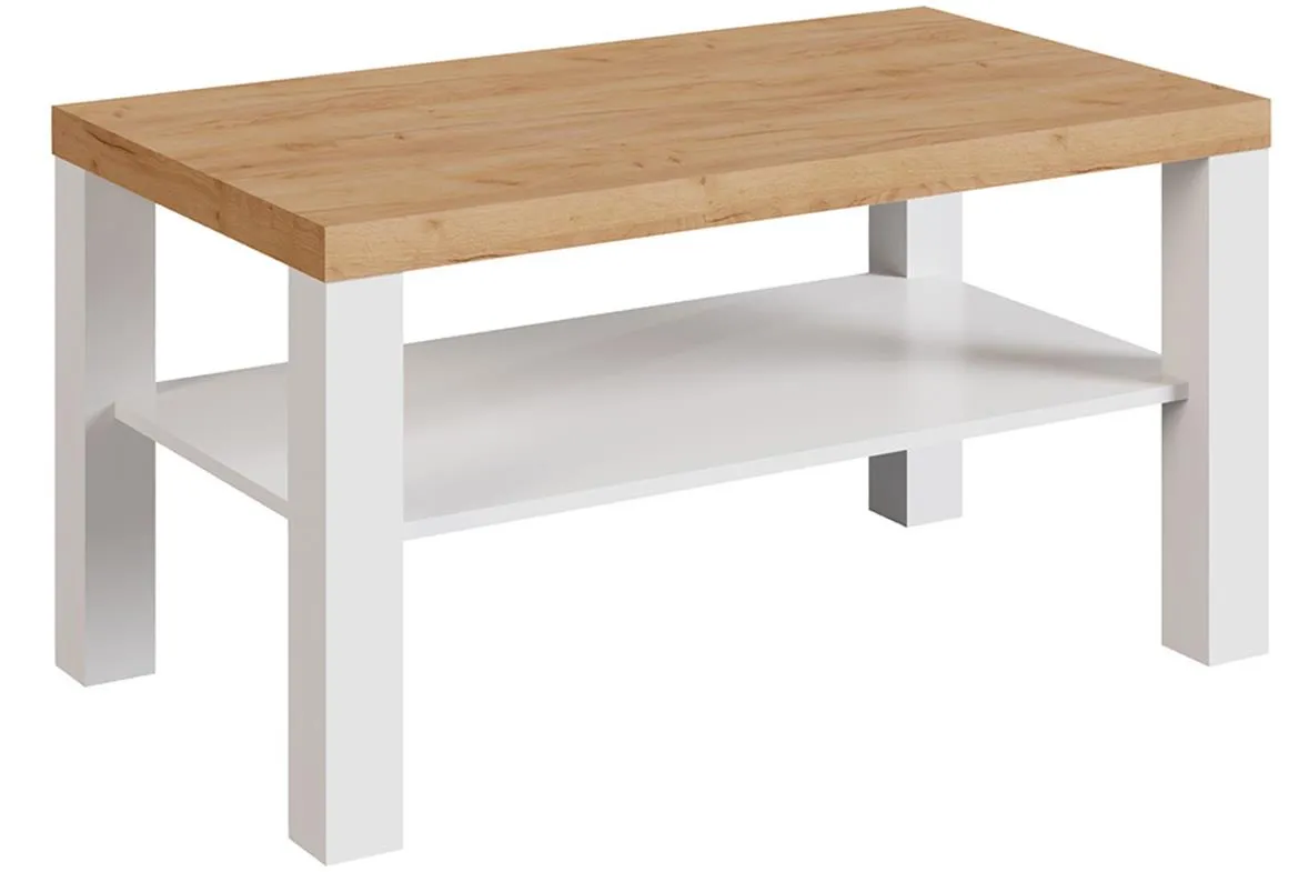 Olaf XII klub sto 1 polica 115x65x51 cm beli/hrast