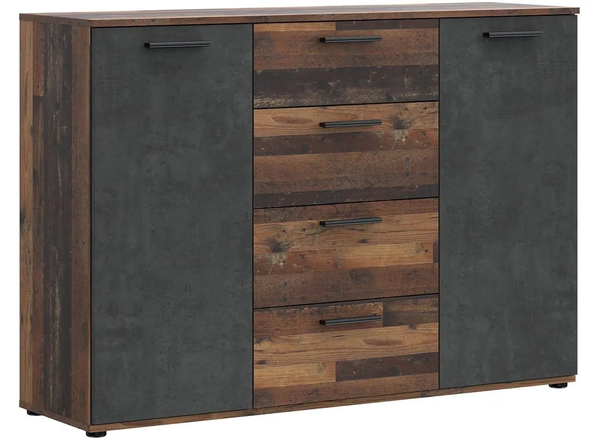 Oldheaven komoda 129,6x38x91,3 oldwood natur/beton siva