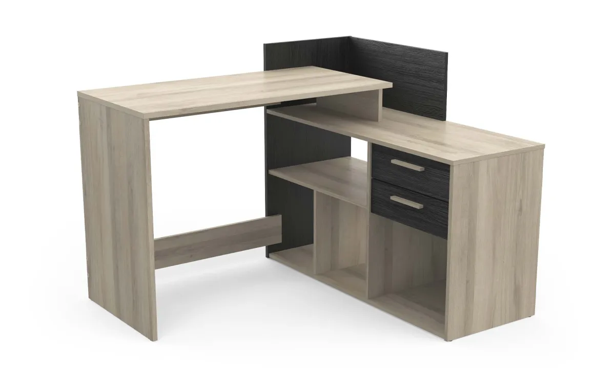 Optima 2 radni sto 2 fioke 120,8x108,5x87,1 cm kronberg hrast/crni