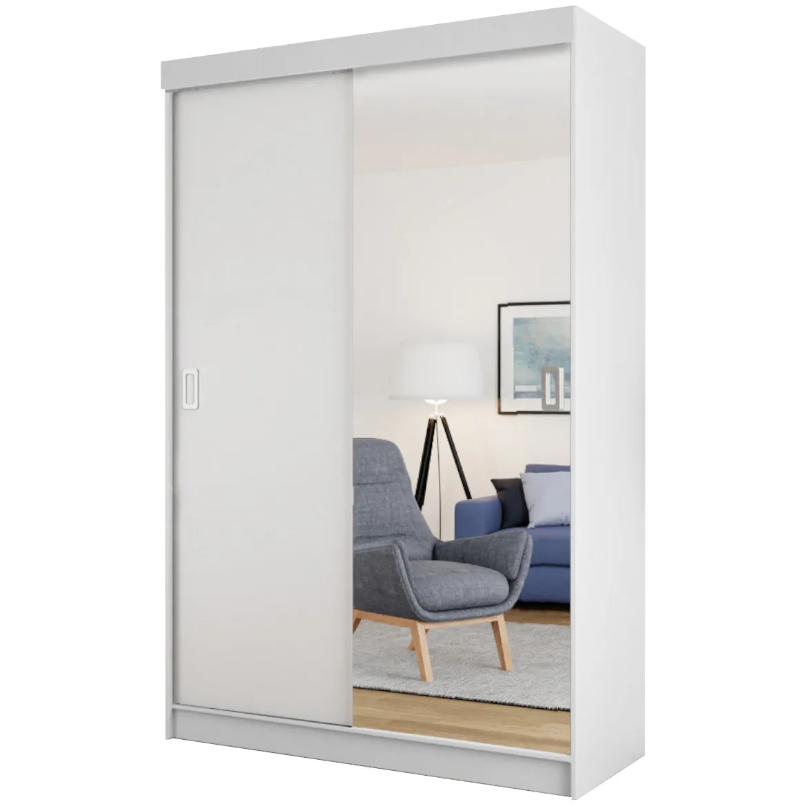 Ormar Bill 2 vrata 138x59x205 bela/ogledalo