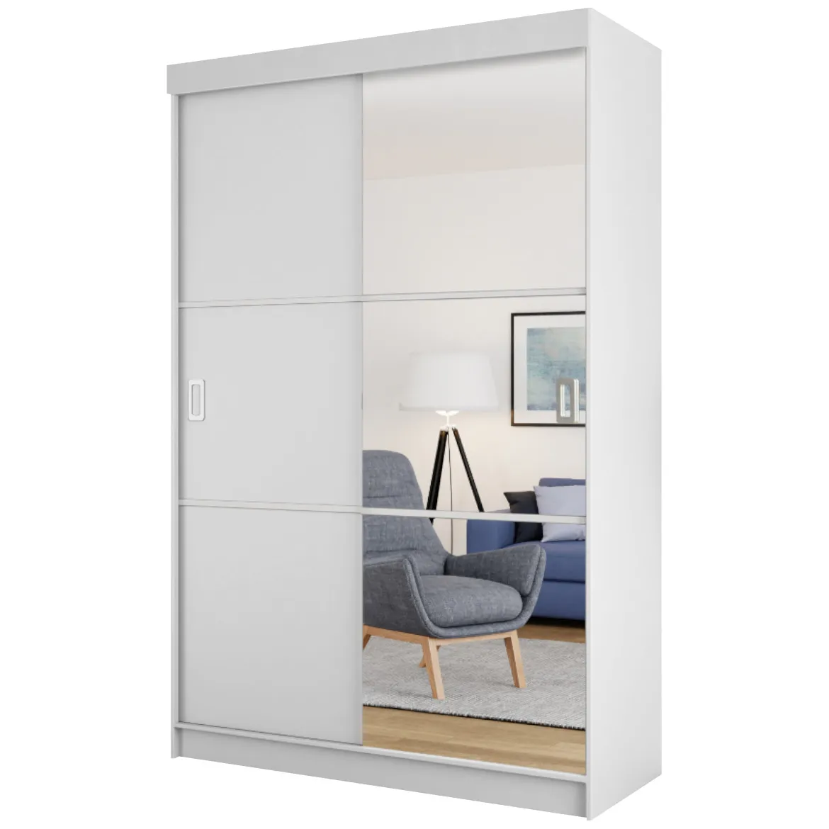 Ormar Bill 2 vrata 138x59x205 bela/ogledalo