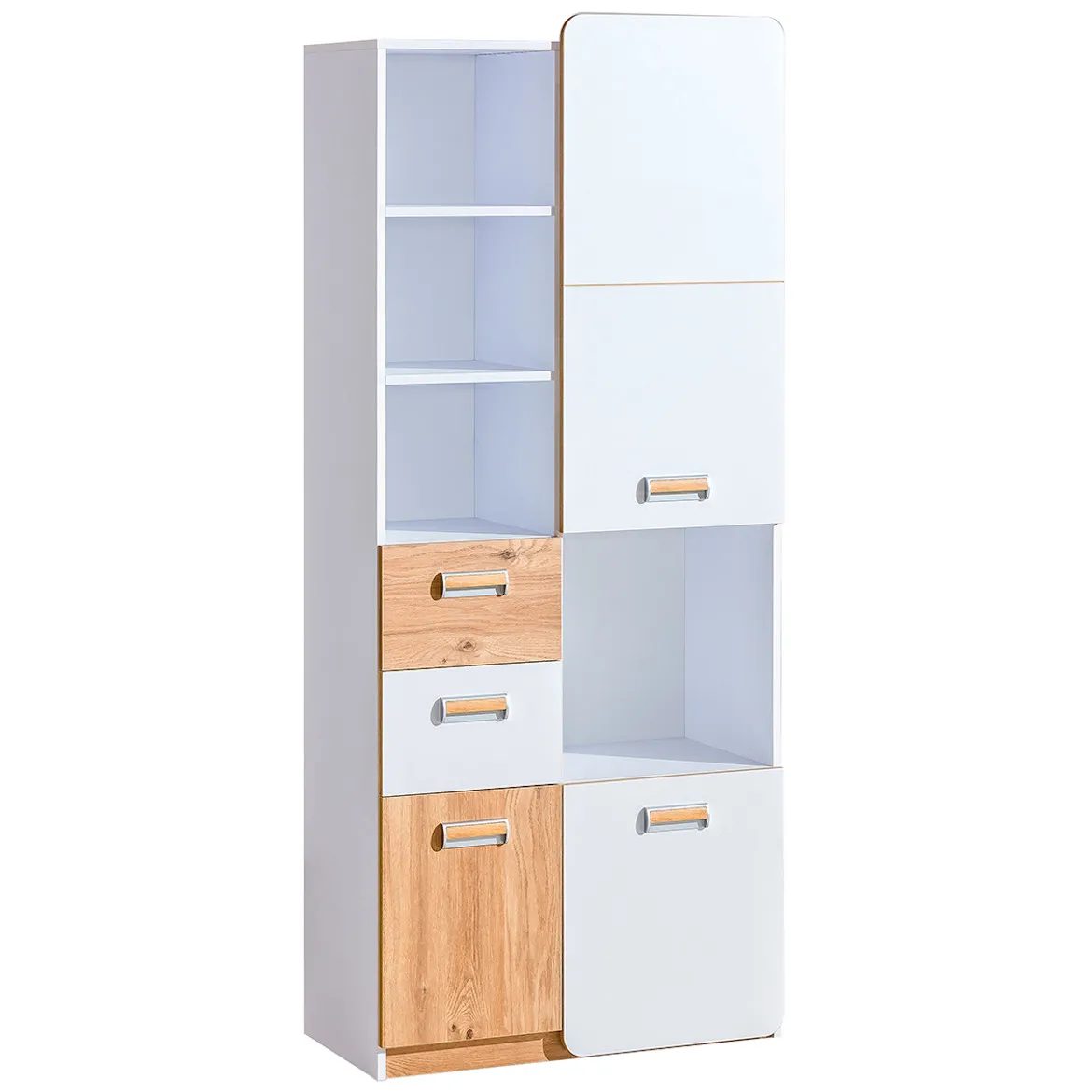 Ormar Lorento 3 vrata + 2 fioke 80x40x188 bela/natur