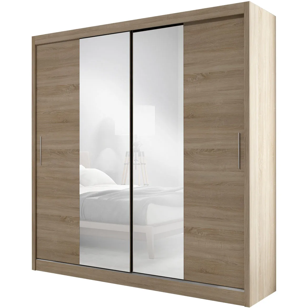 Ormar Ola 200 cm, hrast sonoma / ogledalo