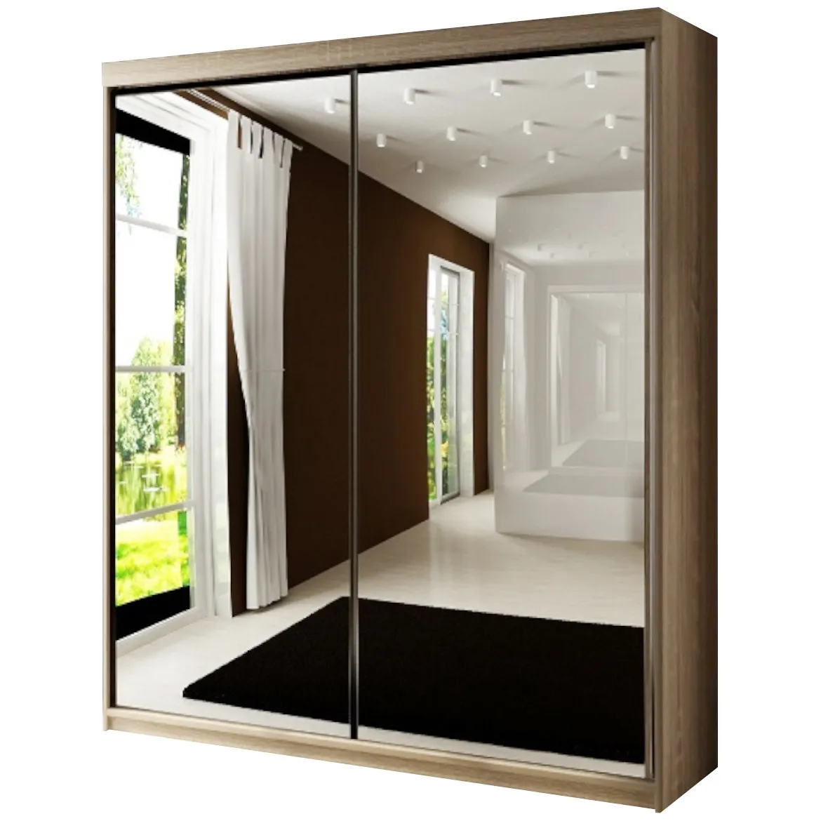 Ormar TOP 2 vrata 150x62x200 natur/ogledalo