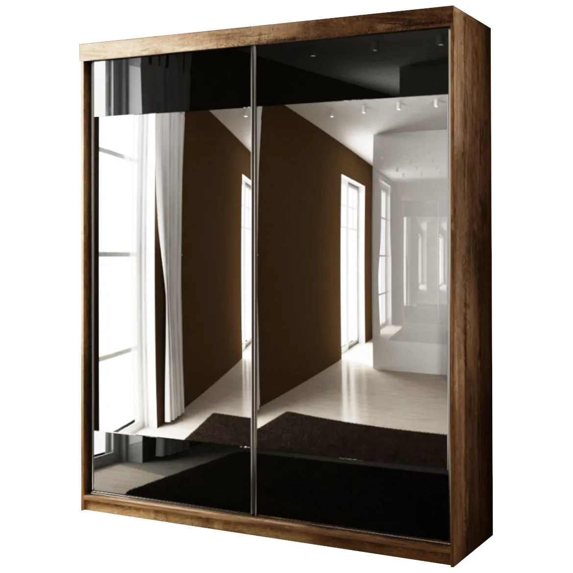 Ormar TOP 2 vrata 150x62x200 tamni hrast/ogledalo