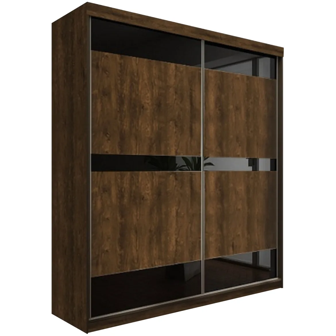 Ormar TOP 2 vrata 200x62x200 tamni hrast/crna