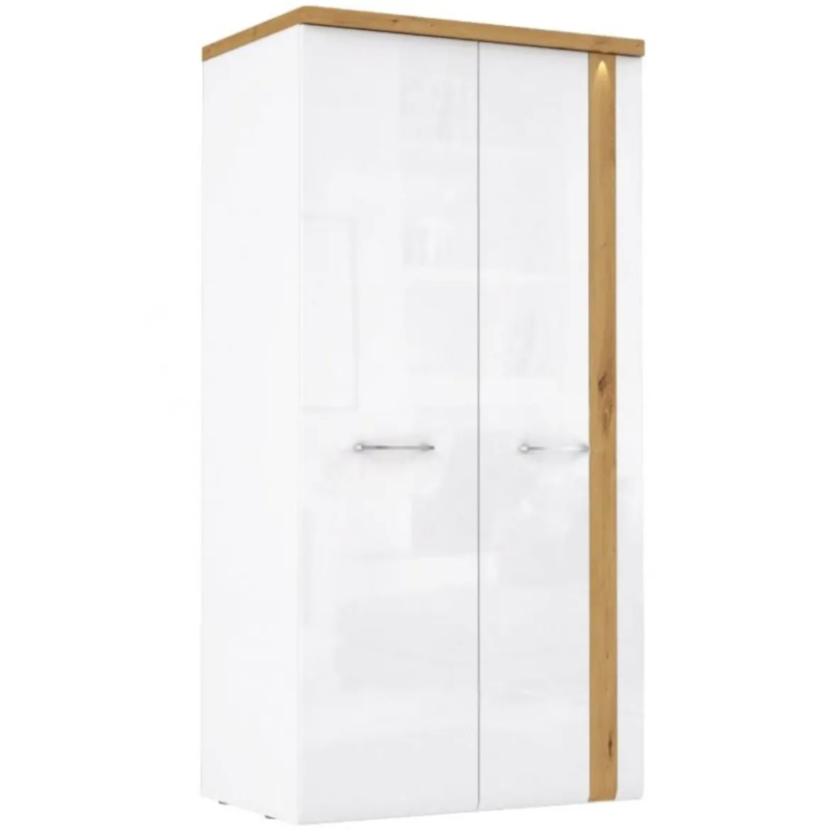 Ormar Toulouse 2 vrata 100x62x196 bela sjaj/natur(artisan)