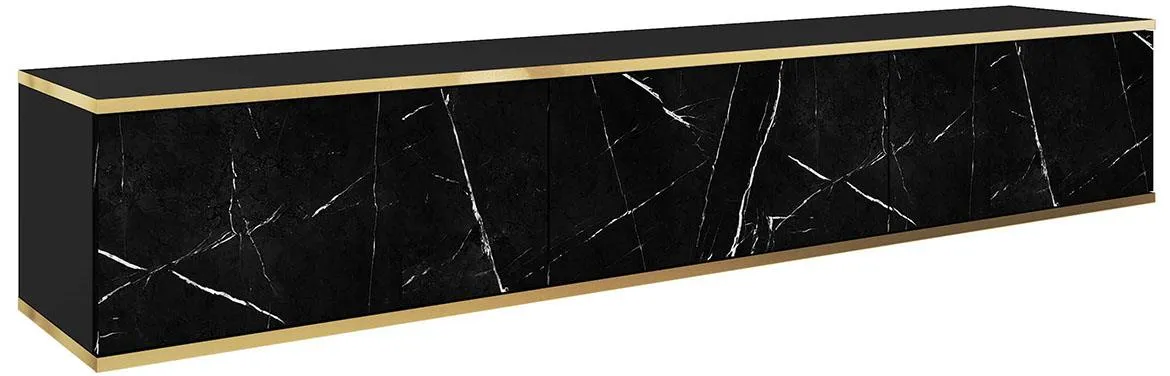Oro 175 TV komoda 3 vrata 175x32x30 cm crni/efekt crnog mermera