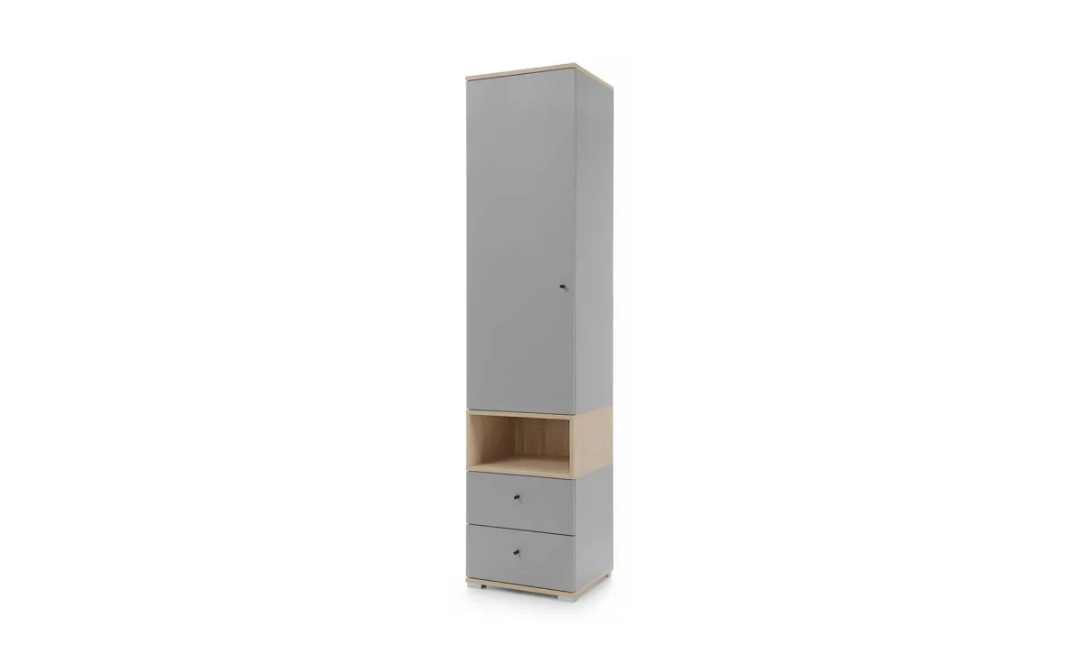 Oro ormar 1 vrata + 2 fioke + 3 police 45x40x195 cm natur/sivo