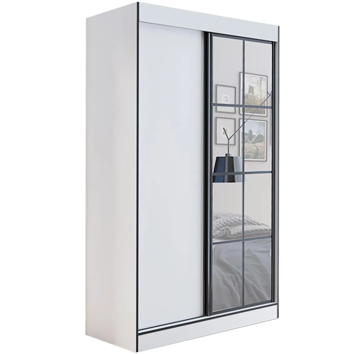 Oslo ormar 2 vrata 120x65x216 belo/crni