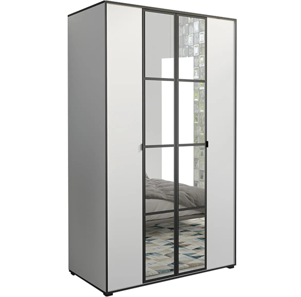 Oslo ormar 4 vrata 120x65x206 belo/crni