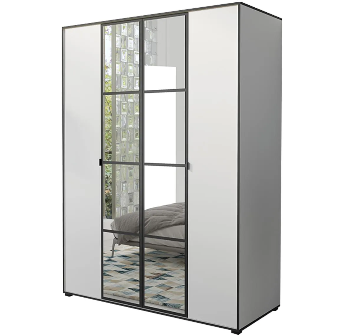 Oslo ormar 4 vrata 150x65x206 belo/crni