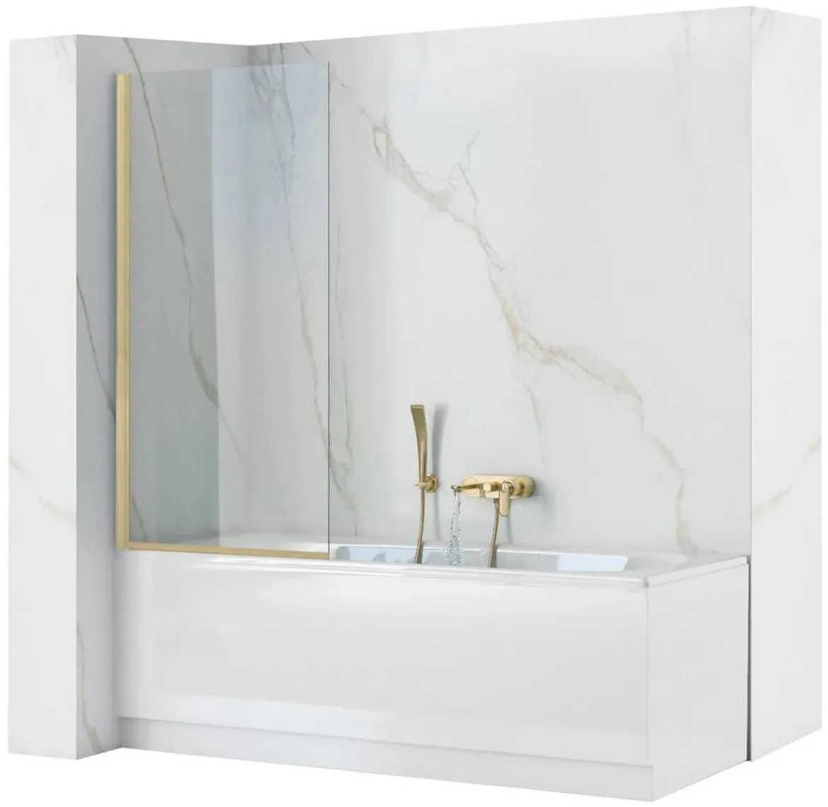 Paravan za kadu Elegant 80x140, gold brush