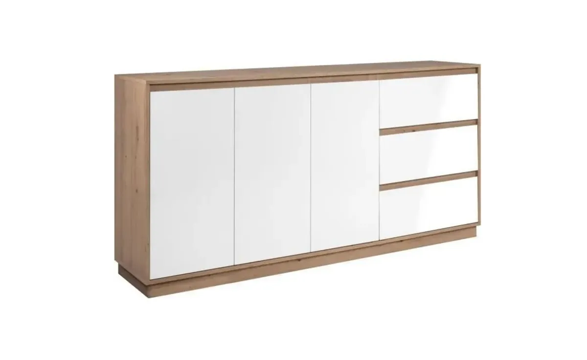 Phoenix komoda 3 vrata + 3 fioke 178x40x88 cm bela/hrast