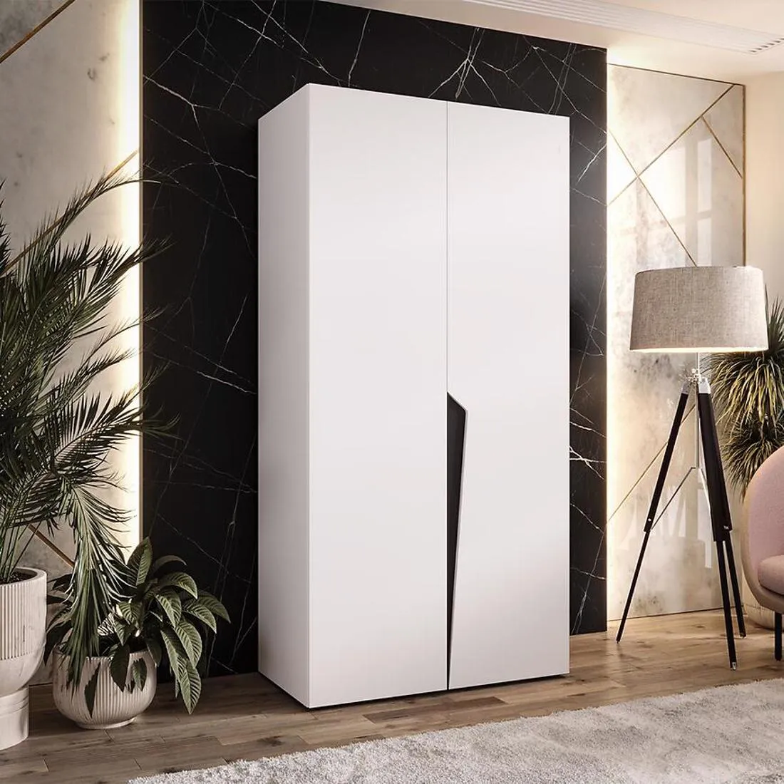 Piano ormar 100x50x202 cm bela/crna