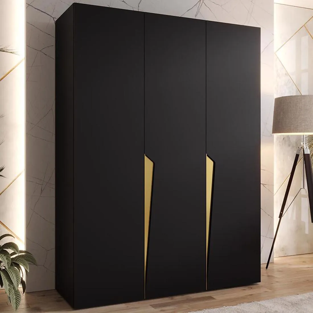 Piano ormar 150x50x202 cm crna/zlatna