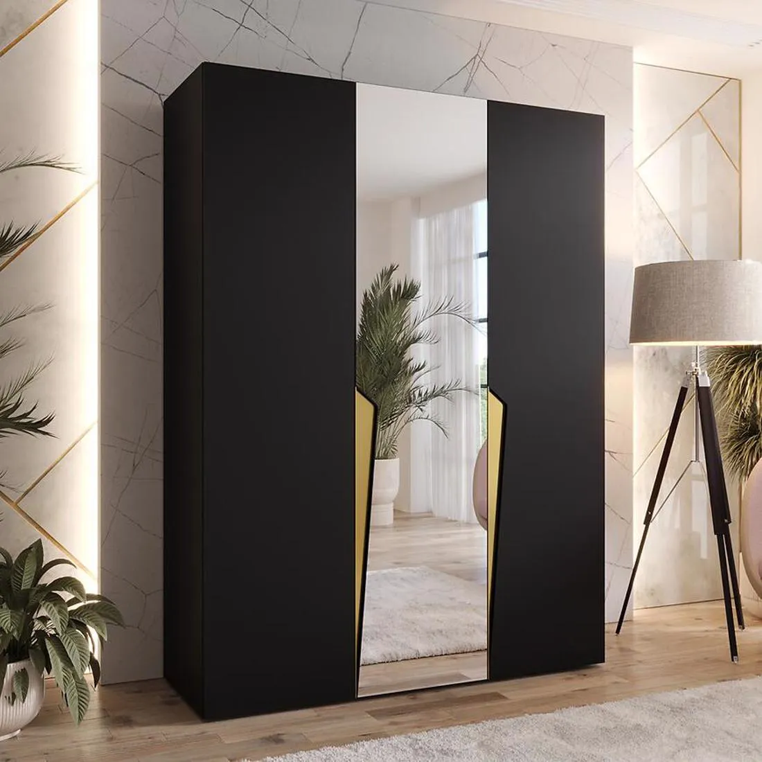 Piano ormar 150x50x202 cm crna/zlatna