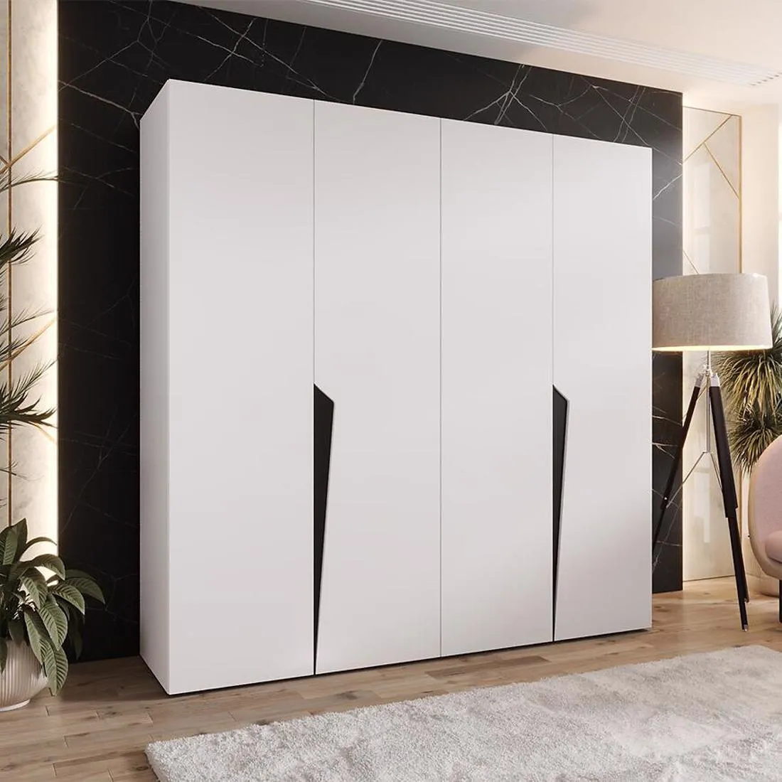 Piano ormar 200x50x202 cm bela/crna