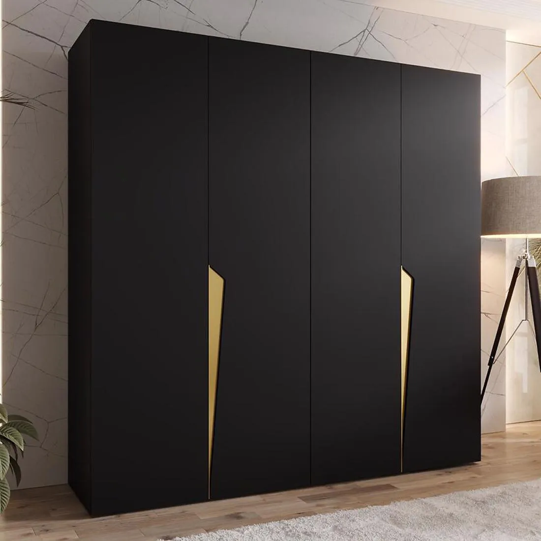 Piano ormar 200x50x202 cm crna/zlatna