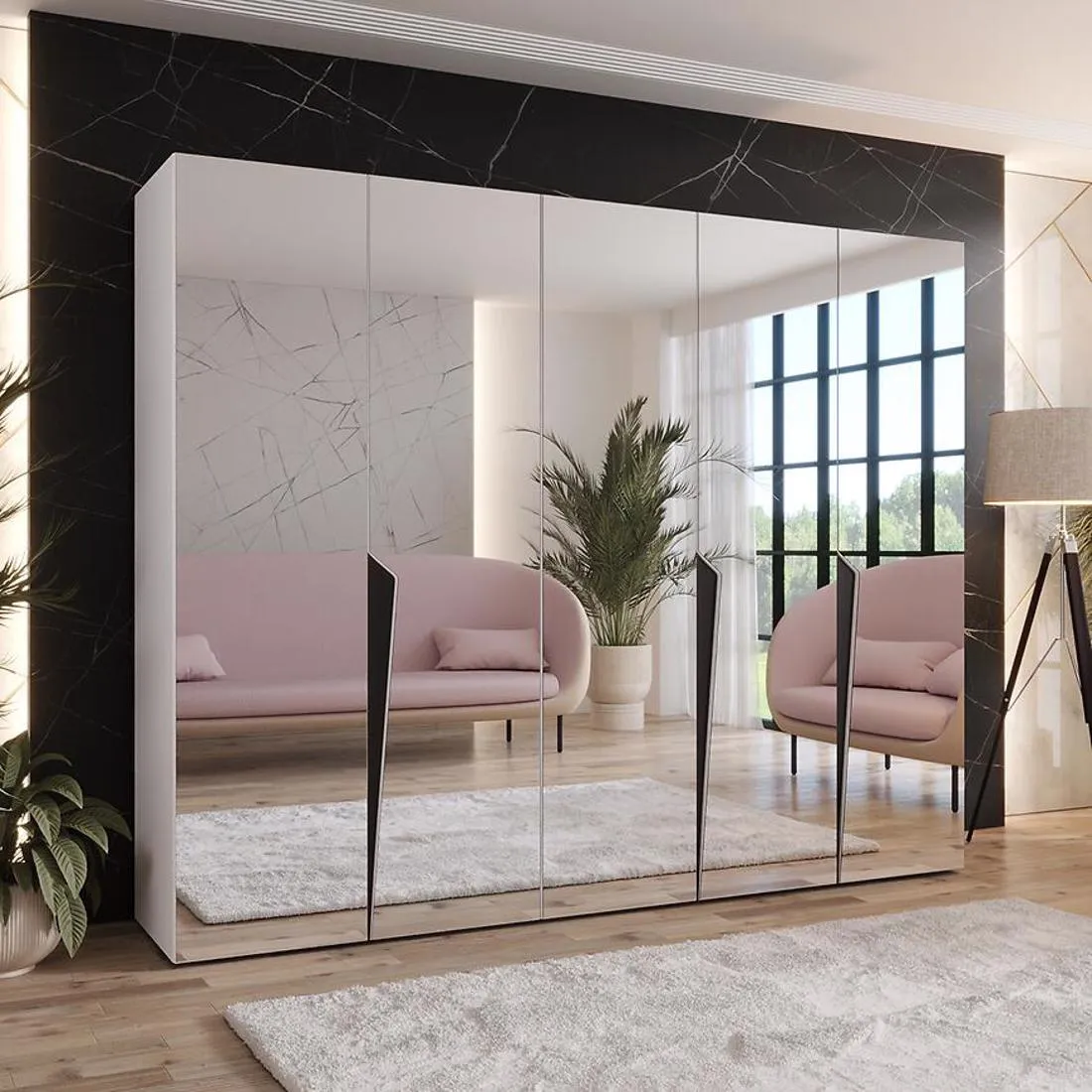 Piano ormar 250x50x202 cm bela/crna