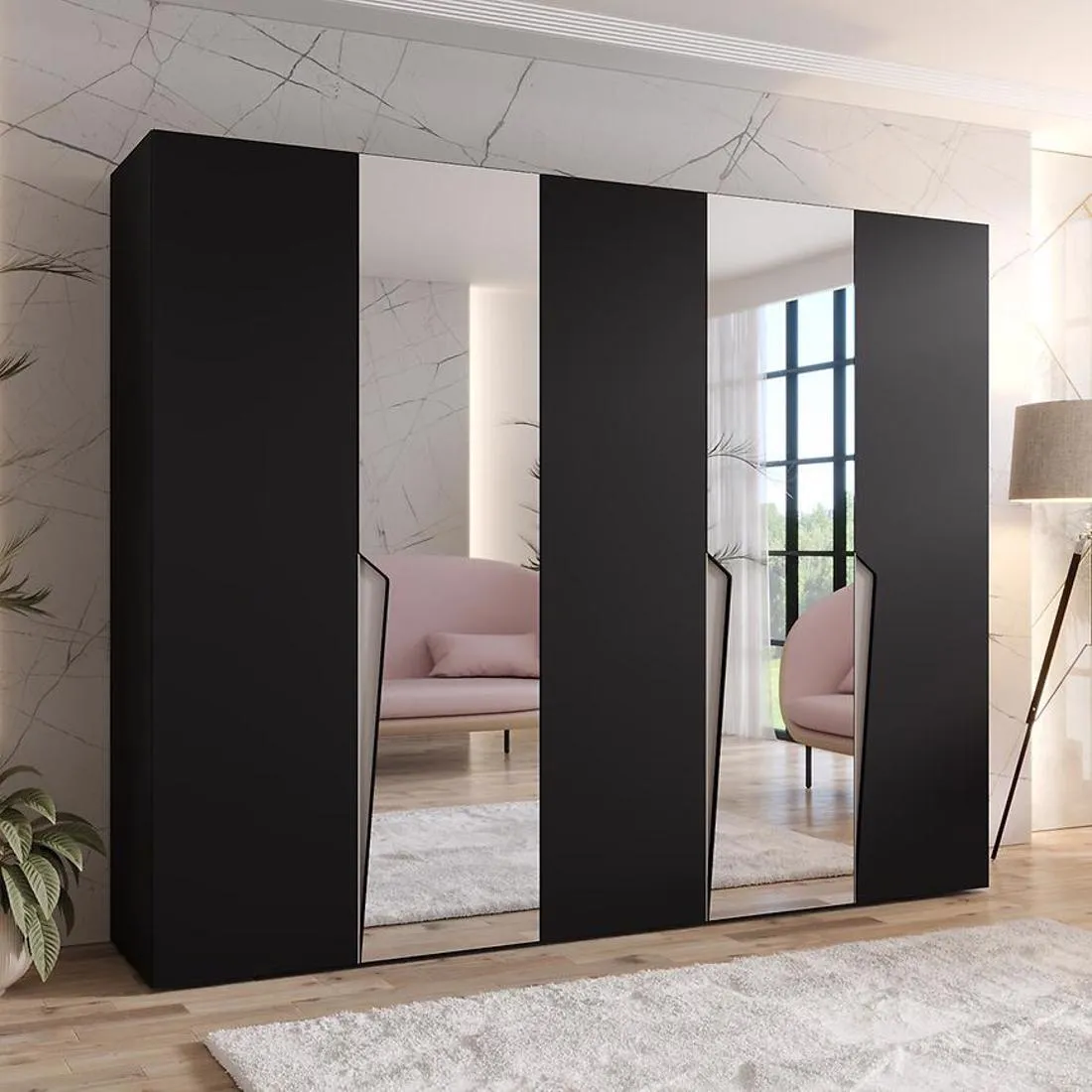 Piano ormar 250x50x202 cm crna/kašmir