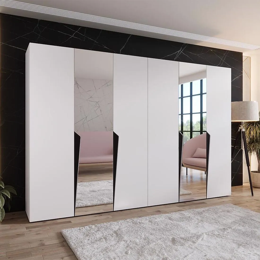 Piano ormar 300x50x202 cm bela/crna