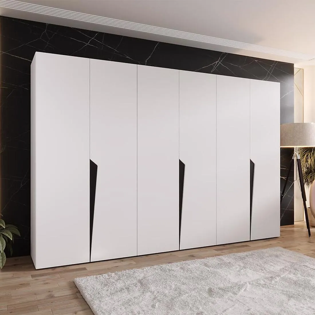 Piano ormar 300x50x202 cm bela/crna