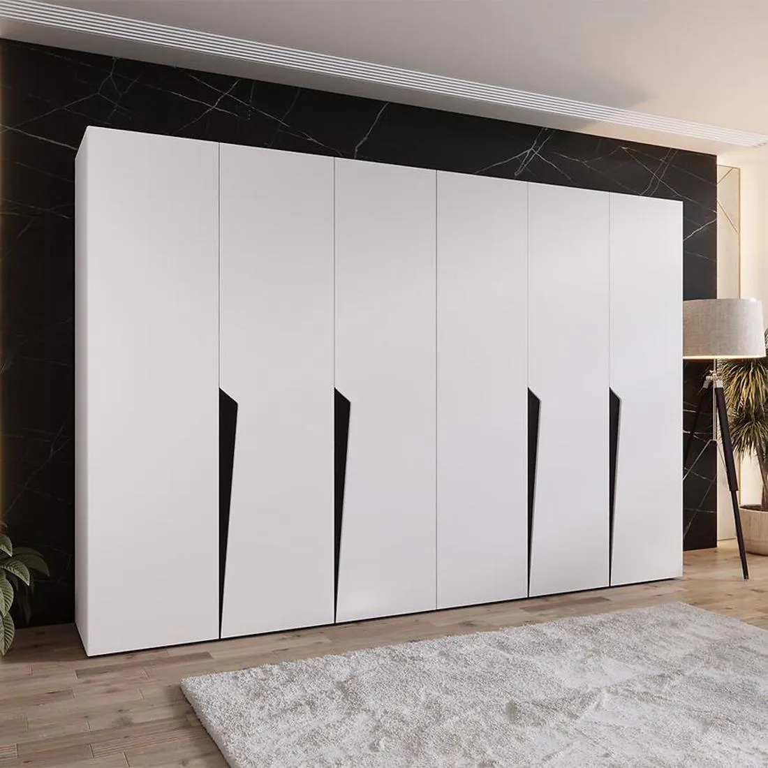 Piano ormar 300x50x202 cm bela/crna