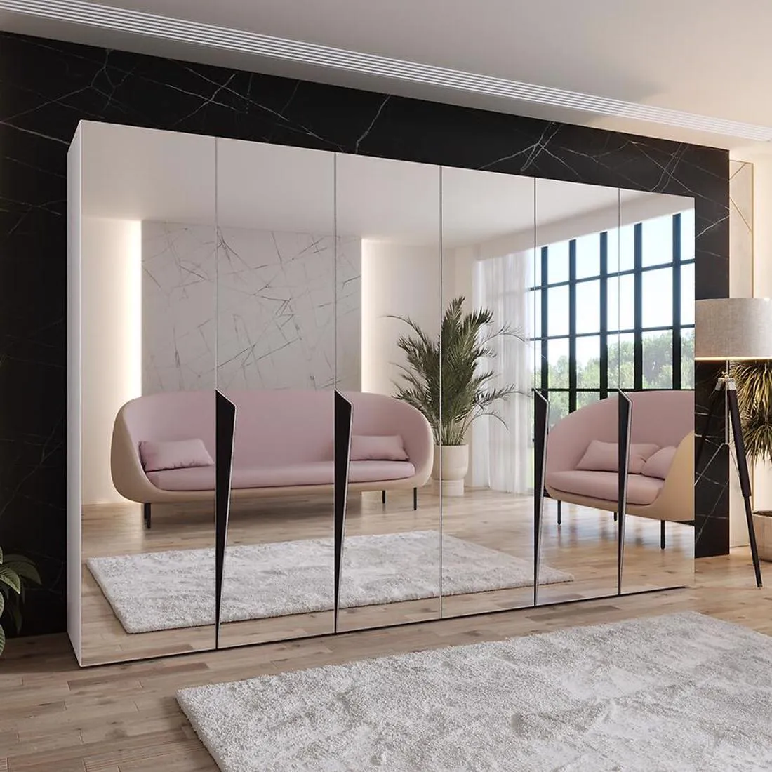 Piano ormar 300x50x202 cm bela/crna
