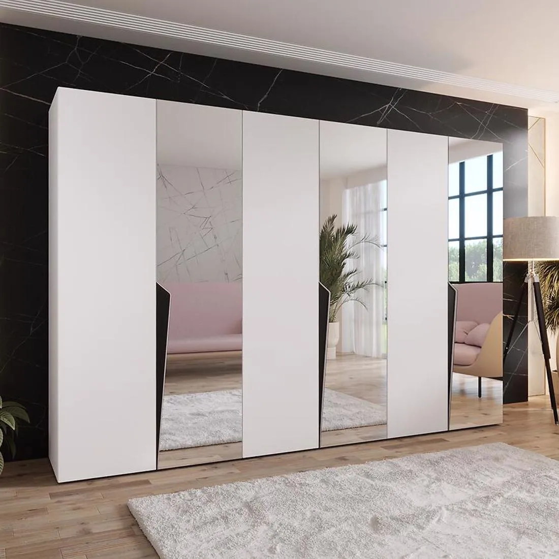 Piano ormar 300x50x202 cm bela/crna