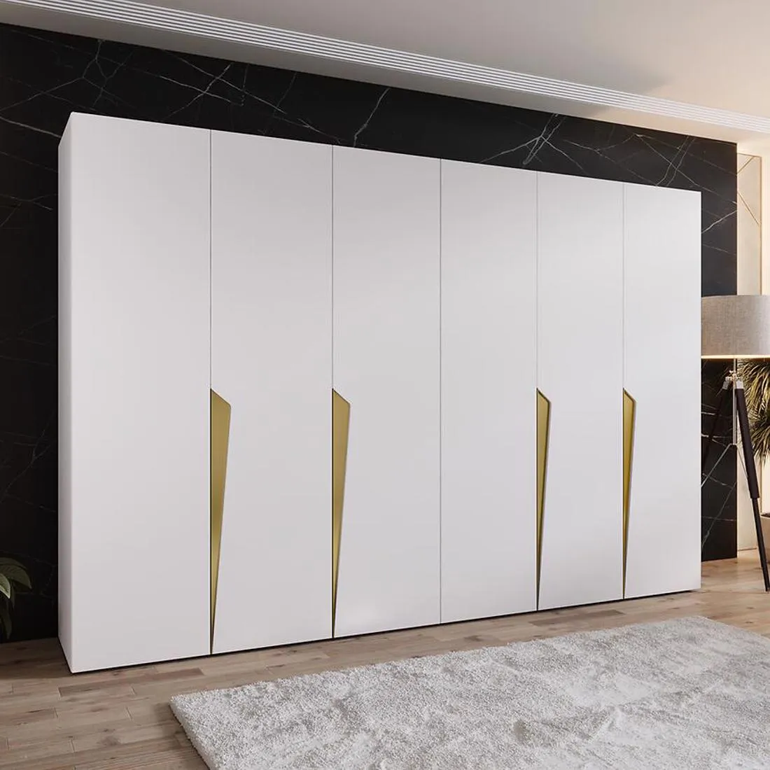 Piano ormar 300x50x202 cm bela/zlatna