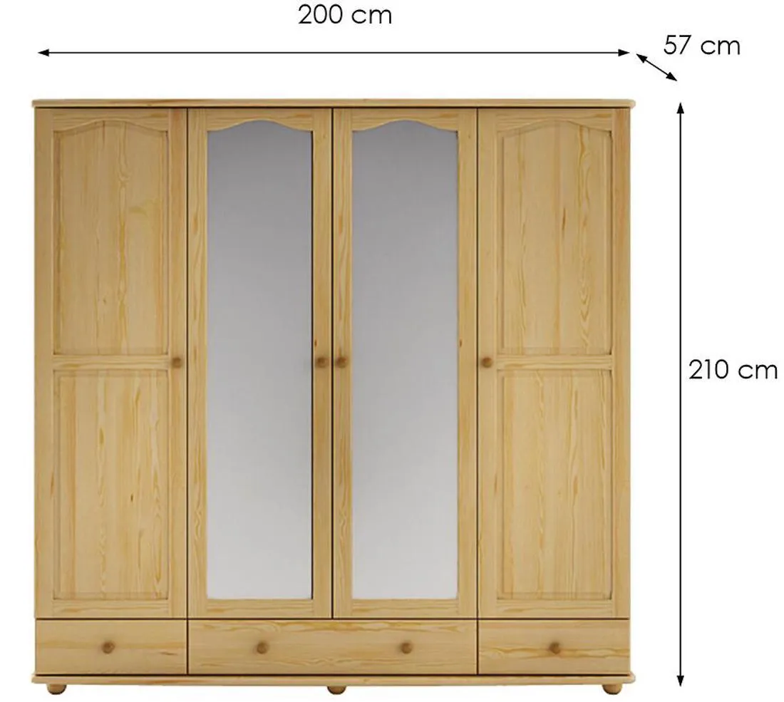 Pine garderober 200x57x210 cm drvo