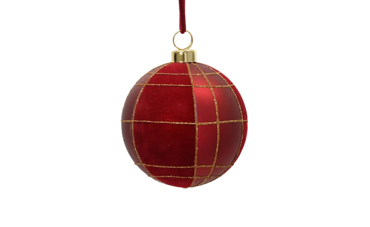 Plastična kugla Burgundy velvet check 8cm